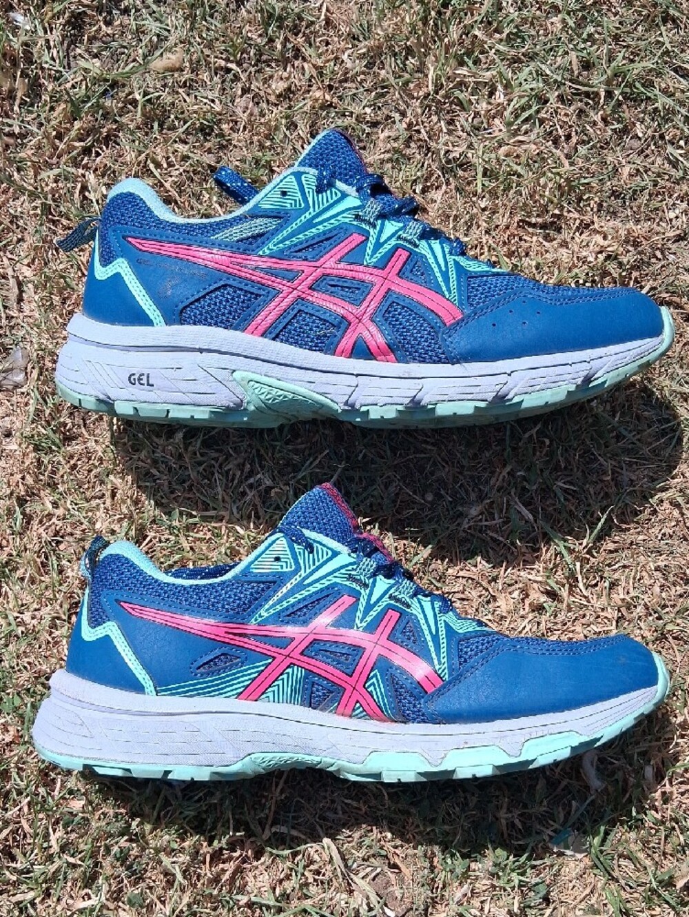 ASICS Gel Venture 8 Women's Blue Shoes with Pink Accents - Picture 3 of 12